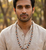 Load image into Gallery viewer, Silver Plated Divya Rudraksha Karungali Mala : Protection, Purity & Strength