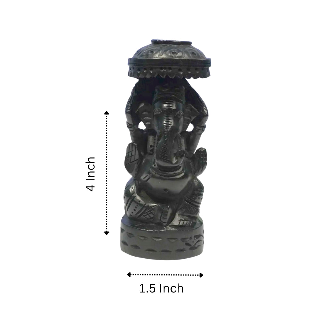 Karungali Ganesha Idol - Chatra-Mukuta Vigneshwara: Auspicious & Sacred
