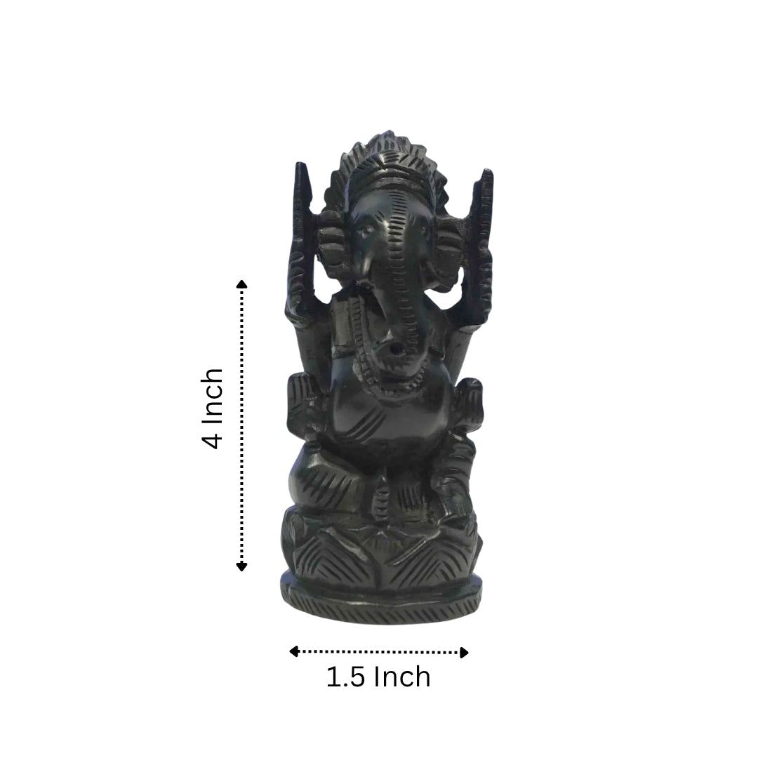 Karungali Ganesha Idol - Kirita Vinayaka : Divine Protection & Prosperity