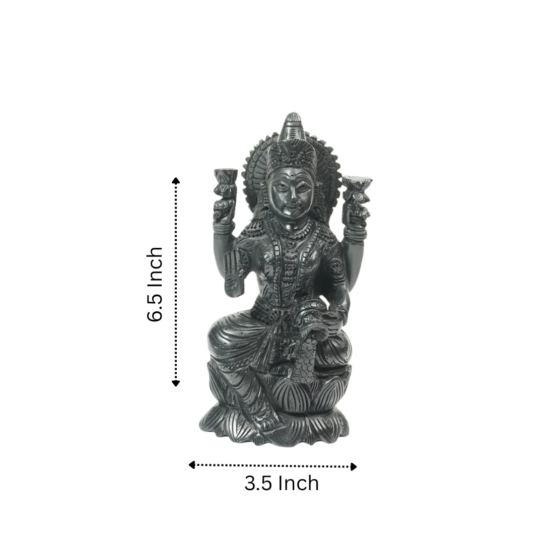 Karungali Dhanalakshmi Idol : Goddess of Wealth Sitting on Lotus