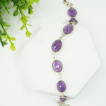 Load image into Gallery viewer, Amethyst Silver Bracelet - Medium Oval