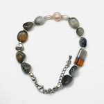 Load image into Gallery viewer, Agate Bracelet: Heart and Triangular Charms