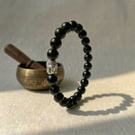 Load image into Gallery viewer, Black tourmaline with Buddha Face Bracelet