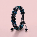 Load image into Gallery viewer, Blue Tiger's Eye, Obsidian & Hematite Bracelet: 2 Layer