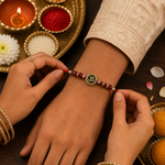 Load image into Gallery viewer, Red Carnelian Om Rakhi