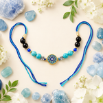 Load image into Gallery viewer, Turquoise & Black Tourmaline Evil Eye Rakhi
