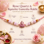 Load image into Gallery viewer, Rose Quartz & Kunzite Ganesha Rakhi