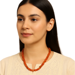 Load image into Gallery viewer, Carnelian Necklace: Creativity - Orange Petal Beads Love Rocks Necklace