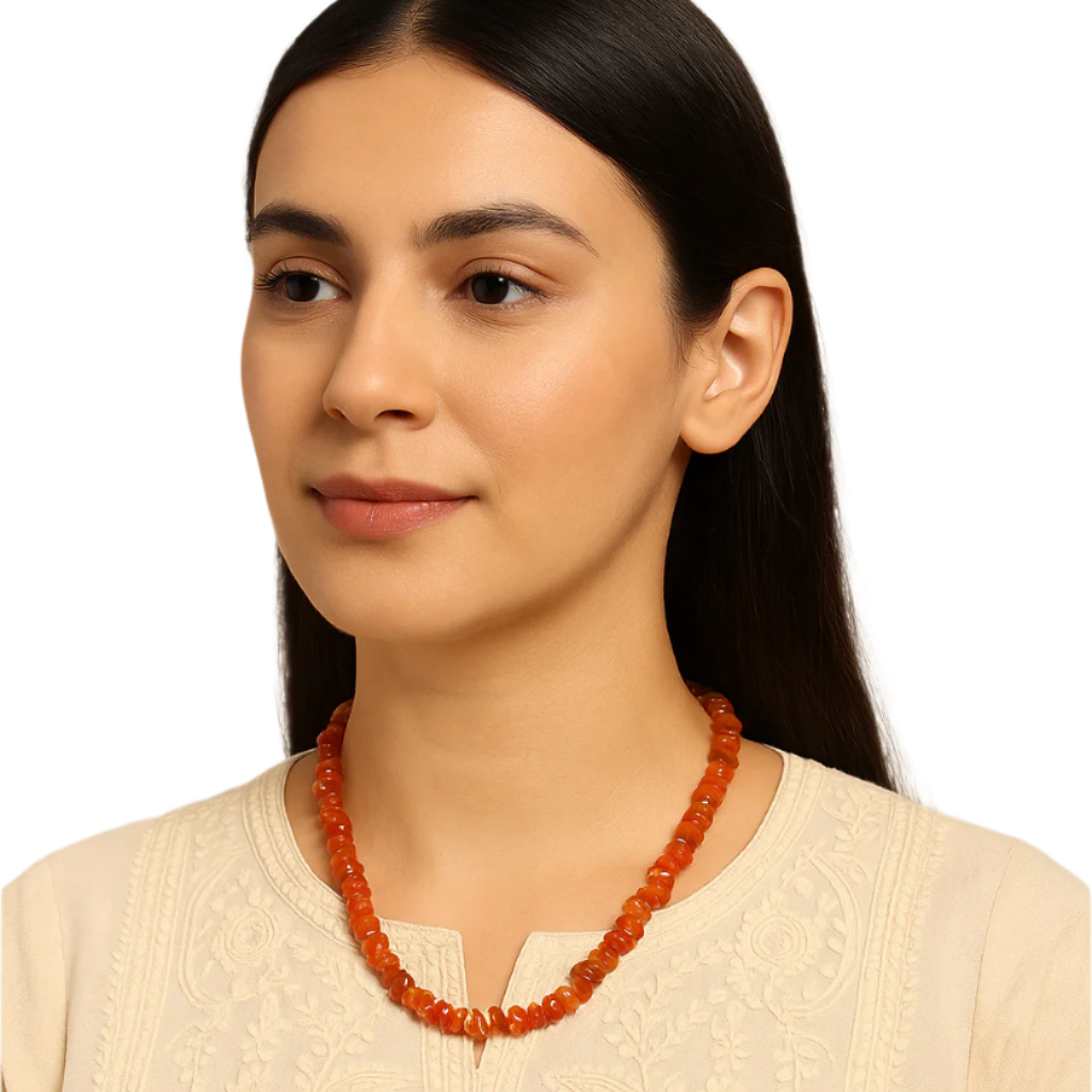 Carnelian Necklace: Creativity - Orange Petal Beads