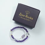 Load image into Gallery viewer, Clear Quartz & Amethyst 2-Layer Bracelet: Balance & Calm