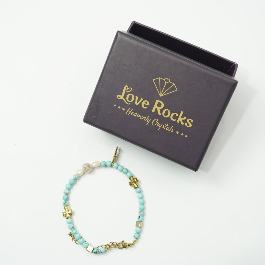 Turquoise Bracelet: Plus and Fish Charm