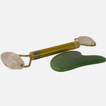 Load image into Gallery viewer, Clear Quartz Face Massager and Green Aventurine Gua Sha Love Rocks Face Massager