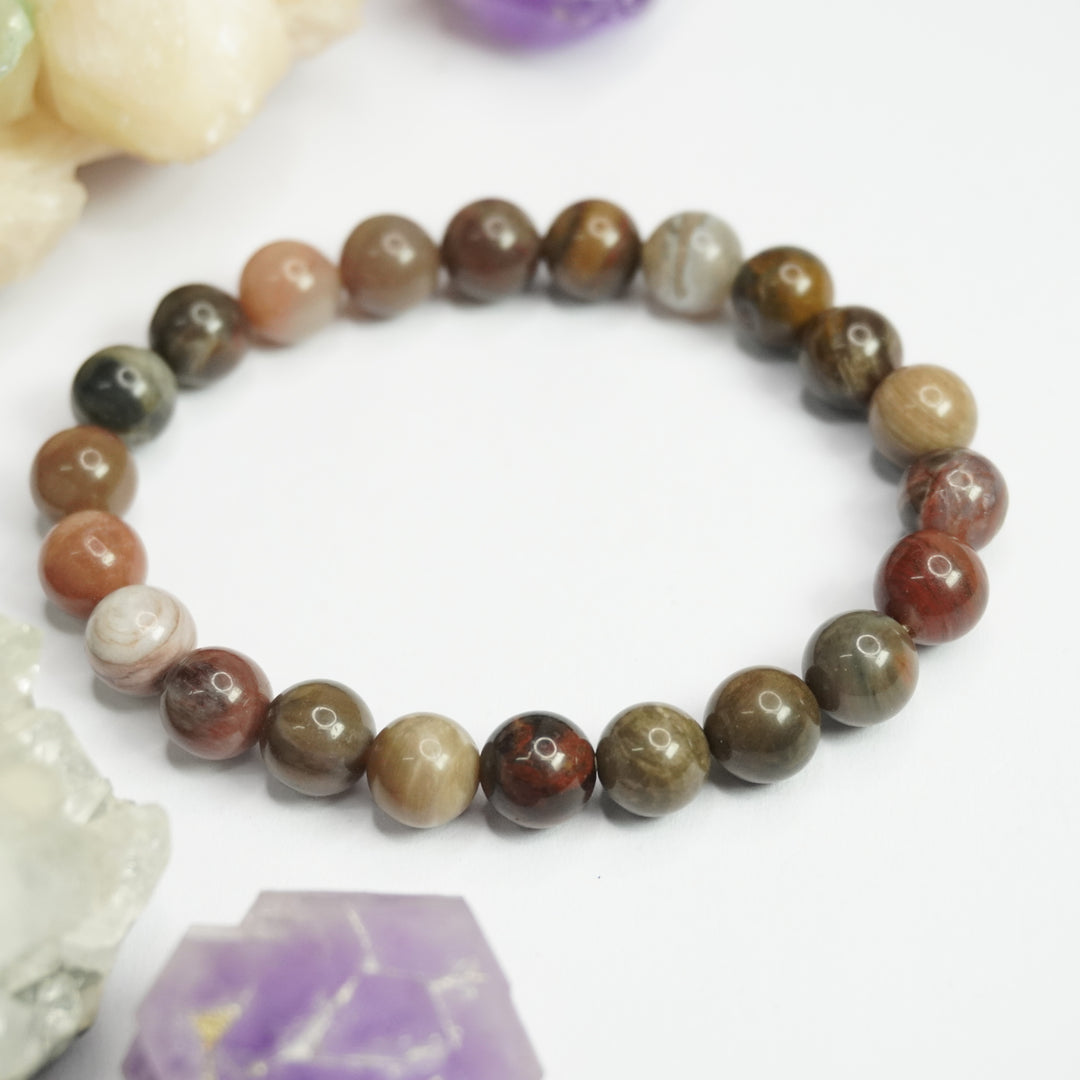 Fossilized Wood Crystal Bracelet: stabilises emotions