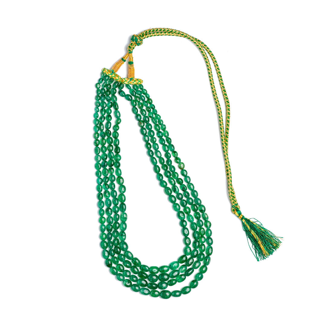 Green Quartz Necklace: Petal Beads 4 Layer