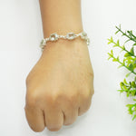 Load image into Gallery viewer, Green Amethyst Silver Bracelet - Medium Oval Beads