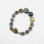 Load image into Gallery viewer, Grey Selenite Bracelet: Round Fish Charms