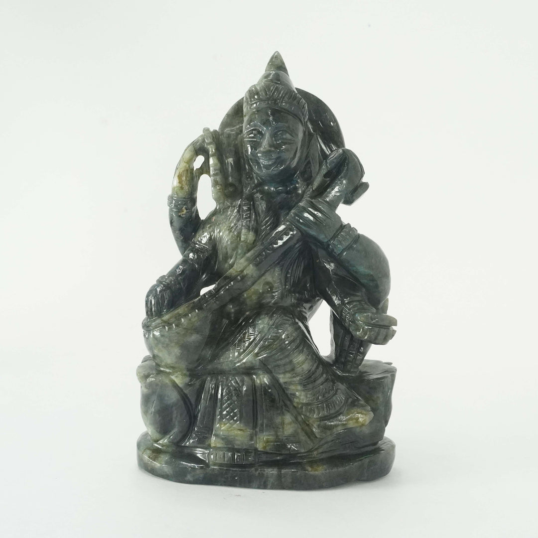 Labradorite Saraswati Idol : 1101-1200 gms
