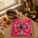 Load image into Gallery viewer, Lakshmi Yantra Crystal Grid: Green Onyx