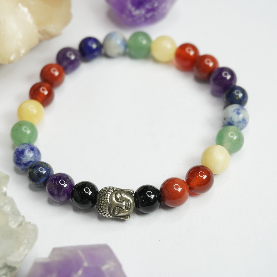 Mixed Crystals with Buddha Face Bracelet