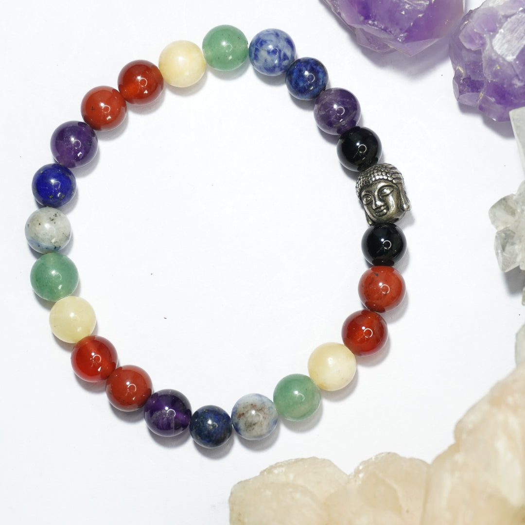 Mixed Crystals with Buddha Face Bracelet