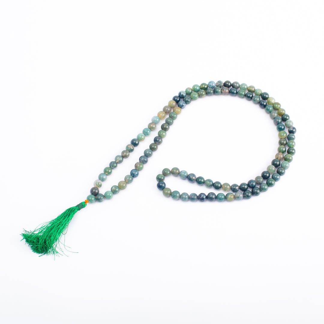 Green Moss Agate Japamala: Growth and Harmony