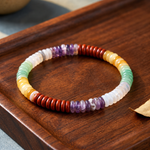 Load image into Gallery viewer, Multistone Rainbow shade Bracelet: Button Beads
