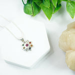 Load image into Gallery viewer, Navratna Silver Pendant : Flower