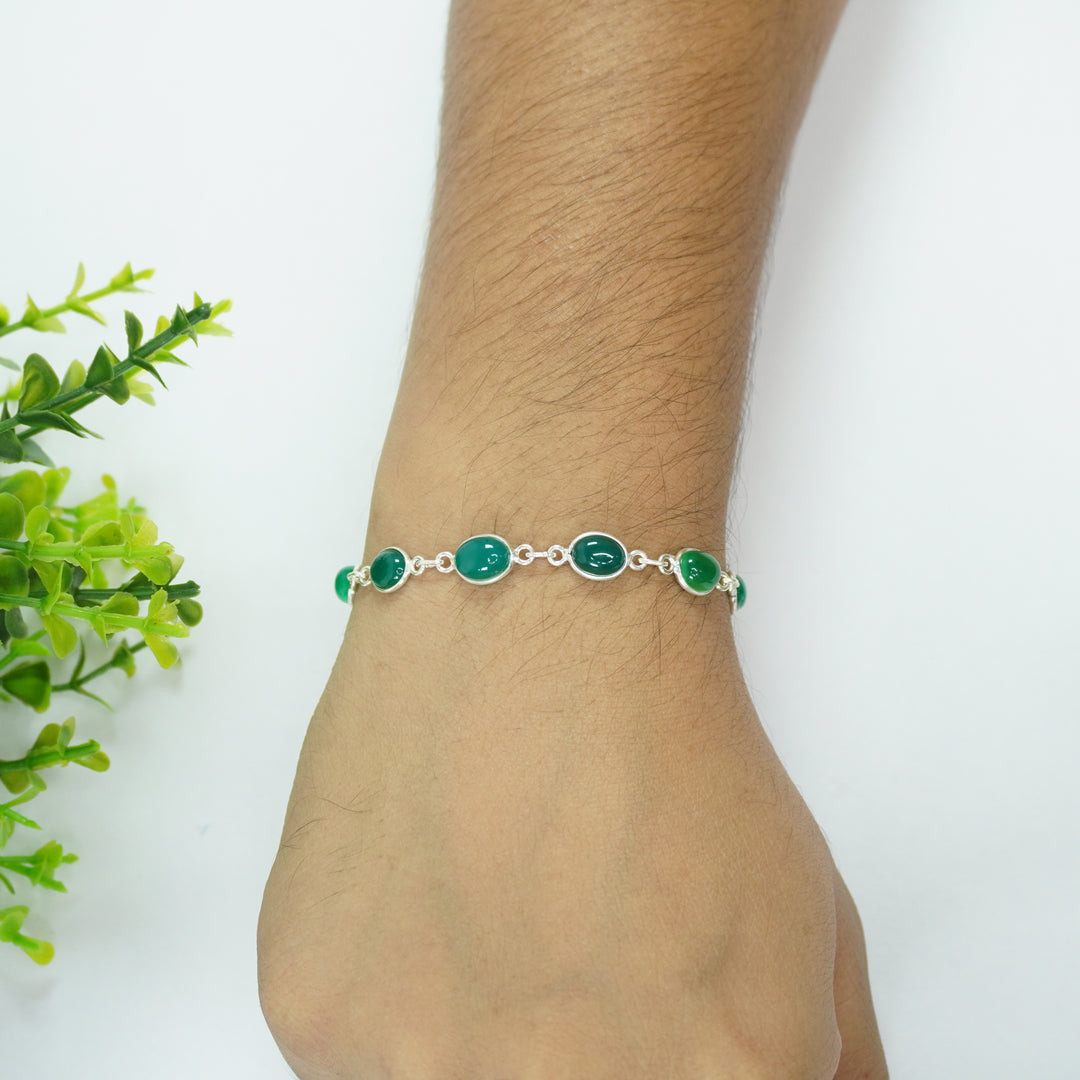 Onyx Green Silver Bracelet