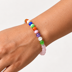 Load image into Gallery viewer, Pink Quartz Bracelet: Colorful Cat's Eye Stones
