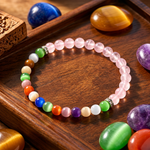 Load image into Gallery viewer, Pink Quartz Bracelet: Colorful Cat's Eye Stones