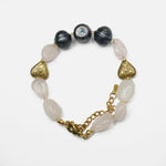 Load image into Gallery viewer, Rose Quartz Bracelet: Heart Charms