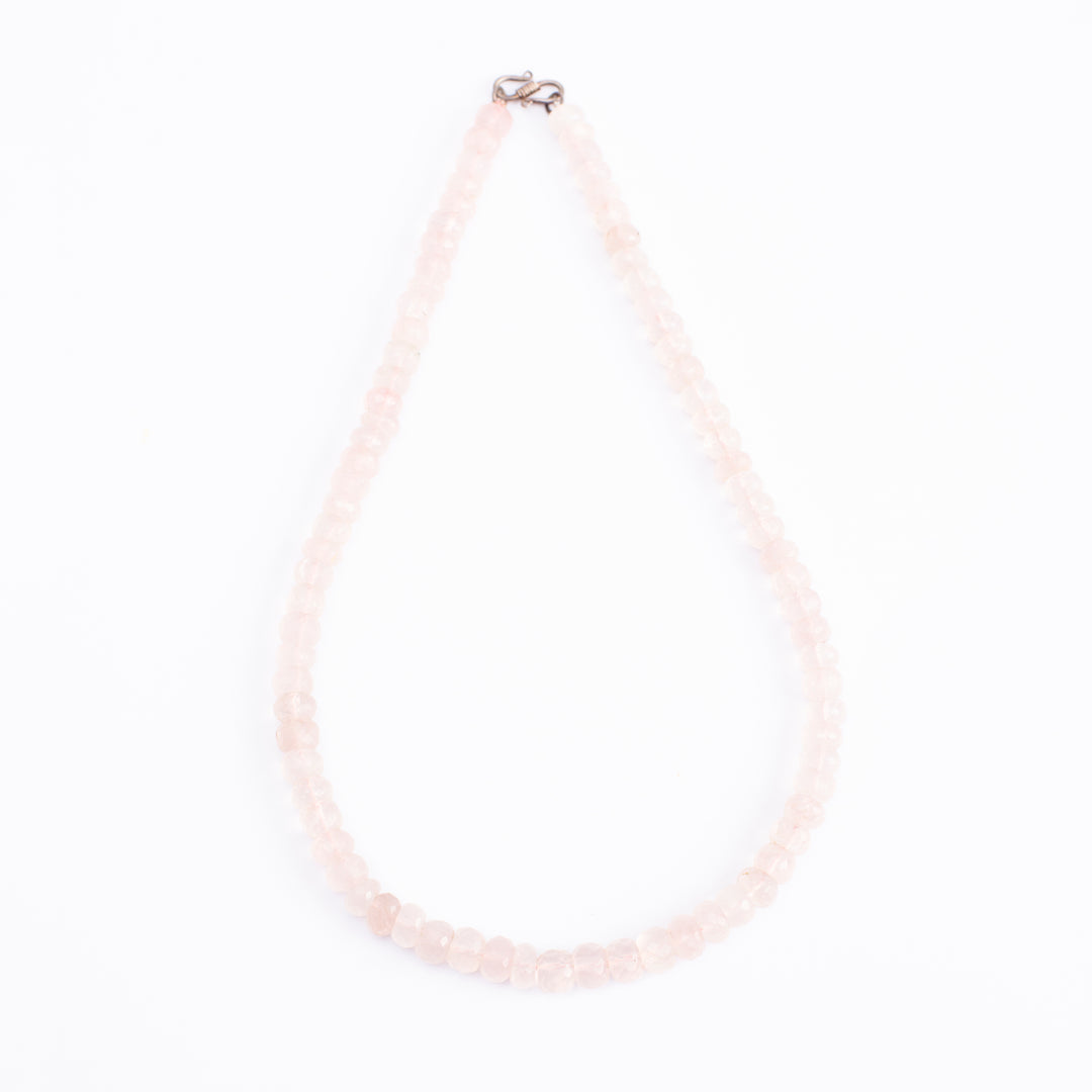 Rose Quartz Oval Beads Necklace 8mm