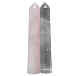 Load image into Gallery viewer, Clear Quartz and Rose Quartz Flat Tower