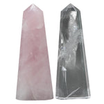 Load image into Gallery viewer, Clear Quartz and Rose Quartz Flat Tower