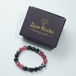 Load image into Gallery viewer, Silver Obsidian & Chalcedony Crossheart Bracelet: Grounding & Calm