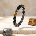 Load image into Gallery viewer, Silver Obsidian & Cat's Eye Bracelet