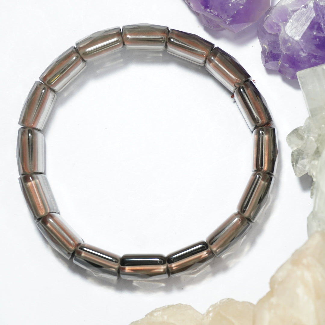 Smokey Quartz Bracelet: Removes Fear - Square Beads