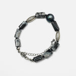 Load image into Gallery viewer, Snowflake Obsidian Bracelet: Tibetan Dzi-style Charm