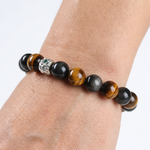 Load image into Gallery viewer, Tiger's Eye & Silver Obsidian Bracelet