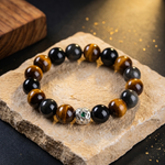 Load image into Gallery viewer, Tiger's Eye & Silver Obsidian Bracelet
