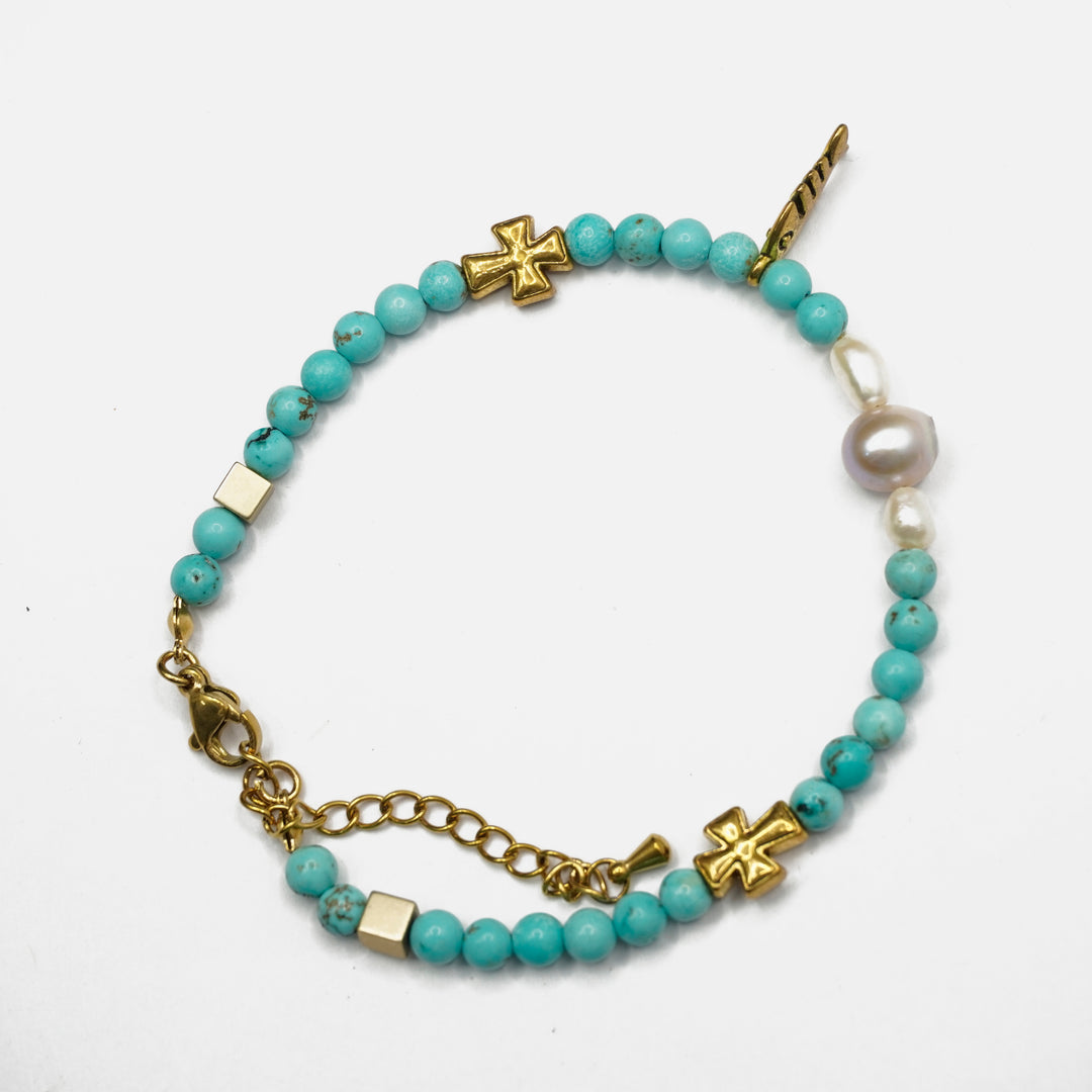 Turquoise Bracelet: Plus and Fish Charm