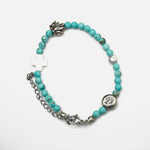 Load image into Gallery viewer, Turquoise Bracelet: Lotus and Plus Charms