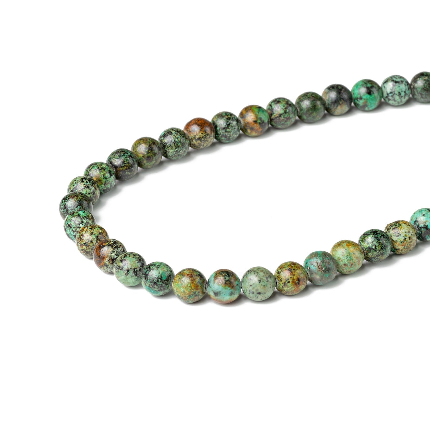 African Turquoise Round Plain Beads Japamala 8mm