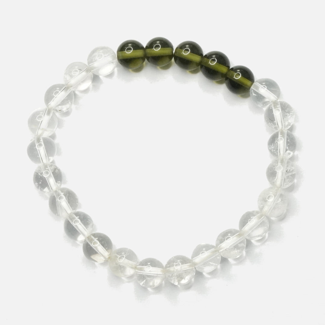 Phenakite and Moldavite Bracelet: Meditation Awareness
