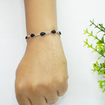 Load image into Gallery viewer, Black Onyx Silver Bracelet - Drop Beads