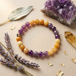 Load image into Gallery viewer, Knight Energy Bracelet – KKR Jersey Edition (Auralite & Yellow Aventurine)