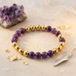 Load image into Gallery viewer, Royal Knight Bracelet - KKR Jersey edition (Auralite & Golden Pyrite)