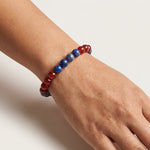 Load image into Gallery viewer, Royal Energy Bracelet – RCB Jersey Edition (Lapis Lazuli & Red Carnelian)