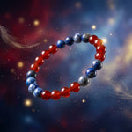 Load image into Gallery viewer, Royal Energy Bracelet – RCB Jersey Edition (Lapis Lazuli & Red Carnelian)