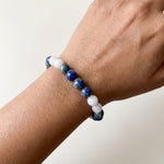 Load image into Gallery viewer, Royals Energy Bracelet – RR Jersey Edition (Rose Quartz & Lapis Lazuli)